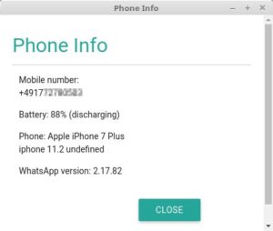 Abbildung 3: Der WhatsApp-Client für den Linux-Desktop macht auch Angaben zum verbundenen Smartphone.