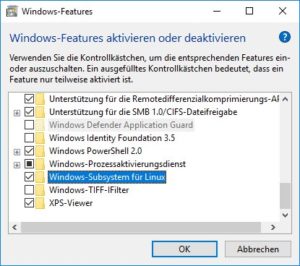 Abbildung 3: Das Linux-Subsystem können Sie über die Systemsteuerung aktivieren.