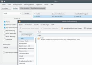 Abbildung 1: Unter OpenSuse stehen Pakete von Mosh bereit, die Sie per YaST oder Zypper schnell installieren (oben). In Ubuntu gehört die Mobile Shell ebenfalls zum Lieferumfang der Distribution (unten).