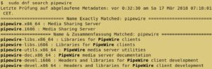 Abbildung 2: Die derzeit verfügbaren fünf Pakete zu Pipewire weisen die Anwendung als Media Sharing Server aus.