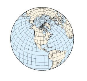 Abbildung 2: Eine Aufsicht in azimutaler Projektion gelingt mit den Tools aus der GMT-Suite problemlos.