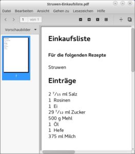 Abbildung 3: Eine Rosine, bitte? Die Einkaufsliste stiftet in einigen Fällen noch Verwirrung.