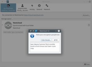 Abbildung 4: Beim ersten Start mit aktivierter End-to-End-App teilt Ihnen Nextcloud eine Passphrase aus 12 Wörtern mit, die Sie sicher extern verwahren sollten.