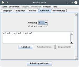 Abbildung 4: Hier vereinfacht Logisim die Funktion des Ausgangs <code>b</code> aus unserem Beispiel.