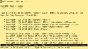 Abbildung 4: Nach der Installation von OpenOCD gibt es eine neue Info-Seite, die Sie mit <code>info openocd</code> aufrufen.