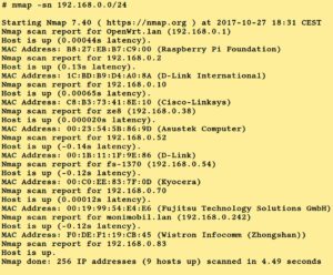 Abbildung 4: Nmap eignet sich dazu, bei den Hosts im Netzwerk zu prüfen, welche Ports diese nach außen anbieten.