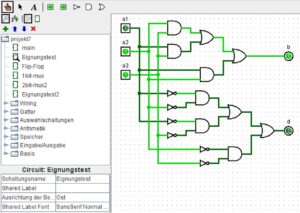 Abbildung 6: Unterhalb des Projektordners mit den Schaltungen stehen die Bauelemente. Sobald Sie ein Bauelement rechts auf dem Zeichenblatt markieren, erscheint links unten das dazugeh&ouml;rige Attributfenster.