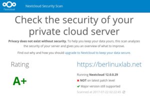 Abbildung 7: Via Internet testen Sie in wenigen Augenblicken den Stand der Sicherheit Ihrer Nextcloud-Instanz.