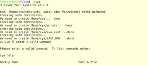 Abbildung 1: Beim ersten Durchlauf erzeugt Cya den neuen User <span class="ui-element">cya</span> und erstellt seine Infrastruktur.