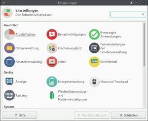 Abbildung 2: Für die Konfiguration von XFCE 4 steht der Xfce4-Settings-Manager bereit.