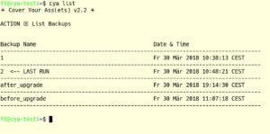 Abbildung 3: Die Option <code>list</code> zeigt zwei Standard- und zwei manuell gesicherte Snapshots.