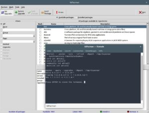 Abbildung 3: Tkpacman bietet eine grafische Oberfl&auml;che f&uuml;r Pacman. Das Programm ben&ouml;tigt kaum Abh&auml;ngigkeiten und eignet sich daher besonders f&uuml;r schlanke Systeme ohne Gnome oder KDE.