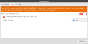 Abbildung 4: In den Einstellungen des Paketmanagers schalten Sie auch das AUR frei. Das sollten jedoch nur erfahrene Anwender tun.