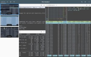 Abbildung 4: Tilix räumt den Desktop auf: Die einzelnen Bereiche lassen sich frei anordnen und per Maus immer wieder neu arrangieren.