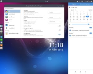 Abbildung 6: Der in Version 18.04 im Wesentlichen unveränderte Budgie-Desktop fällt durch seine auf starken Kontrasten basierende grafische Gestaltung aus dem Rahmen.