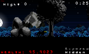 Als normaler Wolf streift man durch die Nacht, wobei sich links unten der Blutvorrat ständig verringert.