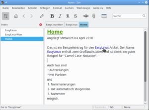 Abbildung 9: Mit dem Desktop-Wiki Zim erstellen Sie eine Sammlung untereinander verlinkter Dokumente.