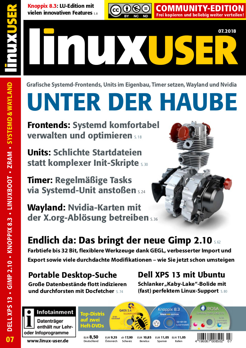 Heftcover LinuxUser Community Edition 07/2018