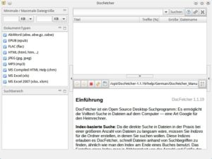 Abbildung 1: Die Bedienoberfläche von Docfetcher zeigt alle wichtigen Infos.