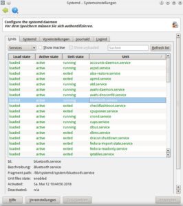 Abbildung 1: Kcmsystemd fasst alle Prozesse in einer &uuml;bersichtlichen Liste zusammen.