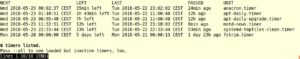 Abbildung 2: <code>systemctl</code> zeigt auf Wunsch alle derzeit laufenden Timer an. Die Darstellung verlangt ein m&ouml;glichst breites Terminal, alternativ geben Sie mit <code>systemctl list-timers --no-pager</code> die Informationen auf der Standardausgabe aus.