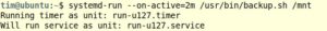 Abbildung 3: Die von Systemd-run erzeugten Timer besitzen kryptische Namen, die in der Regel nicht auf die vom Timer zu l&ouml;sende Aufgabe hinweisen.
