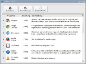 Abbildung 3: Das Software-Center von Q4OS bietet nur wenige Applikationen zur Installation an.