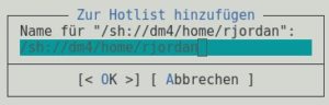 Abbildung 3: Die aktuelle Verbindung lässt sich in einer Hotlist speichern, die in ihrer Funktion den Lesezeichen entspricht.
