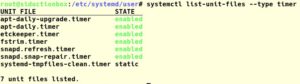 Abbildung 4: Selbst erstellte Timer wie <code>etckeeper</code> und <code>fstrim</code> erg&auml;nzen die von Systemd erstellten Timer.