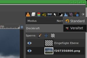 Abbildung 7: Die Ebenenmodi stehen nun in zwei Varianten zur Verfügung: <span class="ui-element">Standard</span> nutzt die neu hinzugekommenen Möglichkeiten, <span class="ui-element">Veraltet</span> die bisherigen Routinen.