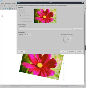 Abbildung 2: Endlich lassen sich auch in LibreOffice Bilder um einen frei definierbaren Winkel drehen.