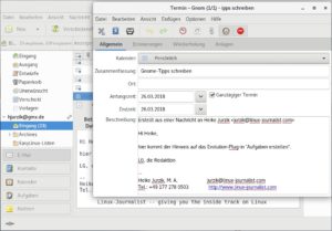 Abbildung 1: Mit dem Evolution-Plug-in Mail-to-Task erzeugen Sie aus einer Mail einen neuen Kalendereintrag. In diesem Dialog nehmen Sie die Feineinstellungen vor.