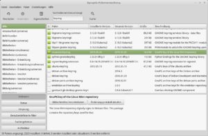 Abbildung 1: Den öffentlichen GnuPG-Schlüssel für ihr Repository hinterlegen viele Entwickler in eigenen Paketen. Diese finden Sie im Paketmanager, wenn Sie nach "keyring" suchen.