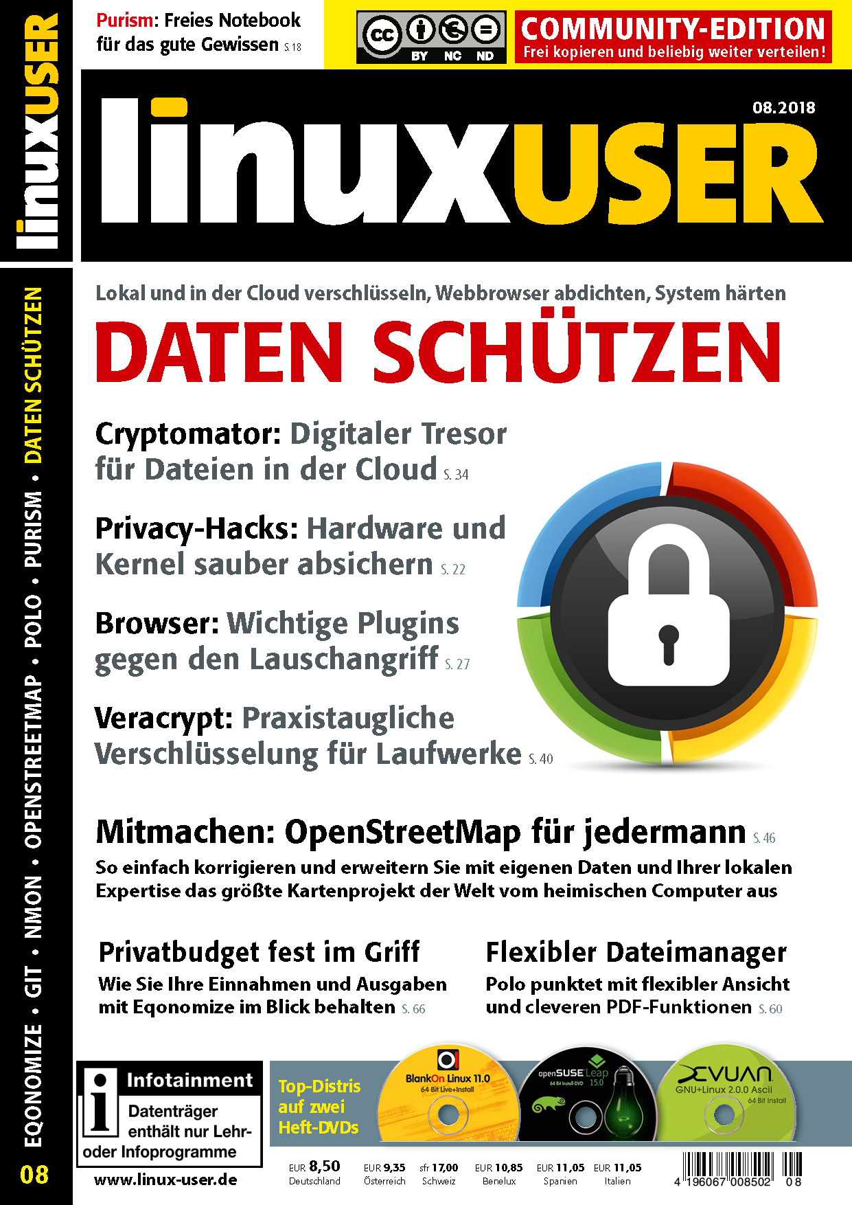 Heftcover LinuxUser Community Edition 08/2018