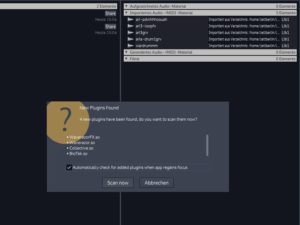 Abbildung 2: Waveform erkennt beim Start neue Plugin-Dateien in registrierten Verzeichnissen. Mit <span class="ui-element">Scan Now</span> überprüfen Sie, ob sich die Plugins für Waveform eignen.