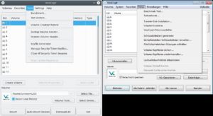 Abbildung 2: Während die Windows-Variante (links) von Veracrypt mit diversen neuen Features aufwartet, bleibt bei der Linux-Version (rechts) weitgehend alles beim Alten.