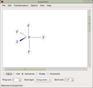 Abbildung 3: F&uuml;r VSEPR eignen sich die Bindungstypen <span class="ui-element">Going-up</span> sowie <span class="ui-element">Going-down</span>, mit denen Sie einen dreidimensionalen Effekte erzeugen.