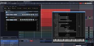 Abbildung 3: Eine in Waveform im MIDI-Clip eingezeichnete Kurve für den Controller Nr. 14 steuert den Filter von CALF Monosynth in Carla. Für die Einstellung der Verbindung sollten Sie in Carla in der Rack-Ansicht den Schalter <span class="ui-element">Edit</span> verwenden.