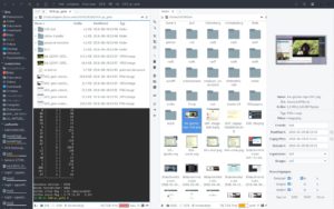 Abbildung 3: Das ist ein Beispiel f&uuml;r Polo in der Praxis: Zwei Panels erlauben es, komfortabel im Dateisystem zu hantieren. Das Terminal folgt dem Dateimanager automatisch ins gerade aktive Verzeichnis. Die rechte Seitenleiste liefert viele Informationen zum aktuell ausgew&auml;hlten Element.
