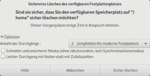 Abbildung 4: In der Regel gen&uuml;gt das zweifache &Uuml;berschreiben der Daten. Beachten Sie jedoch den <a href="#artRef-xSicheres_L_schen_auf_SSDs">Kasten "Sicheres L&ouml;schen auf SSDs"</a>. Auf modernen Flash-Speichern sollten Sie kritische Daten eher in verschl&uuml;sselte Container verpacken.