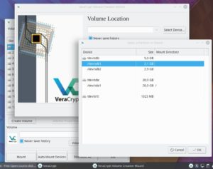 Abbildung 4: Veracrypt erlaubt sowohl das Verschlüsseln einzelner Partitionen als auch ganzer Laufwerke, etwa USB-Sticks.