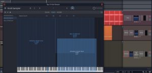 Abbildung 5: Durch das Definieren von Zonen als Rechtecke, die Sie bei Bedarf verschieben und überlappen, ermöglicht der Multisampler den Bau von eigenen Instrumenten, die sehr subtil auf mit MIDI-Instrumenten gespielte Noten und Anschlagstärken reagieren.