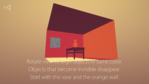 … dreht man einfach den kompletten Raum mit der Maus so weit, dass die Vase vor der orangefarbenen Wand …