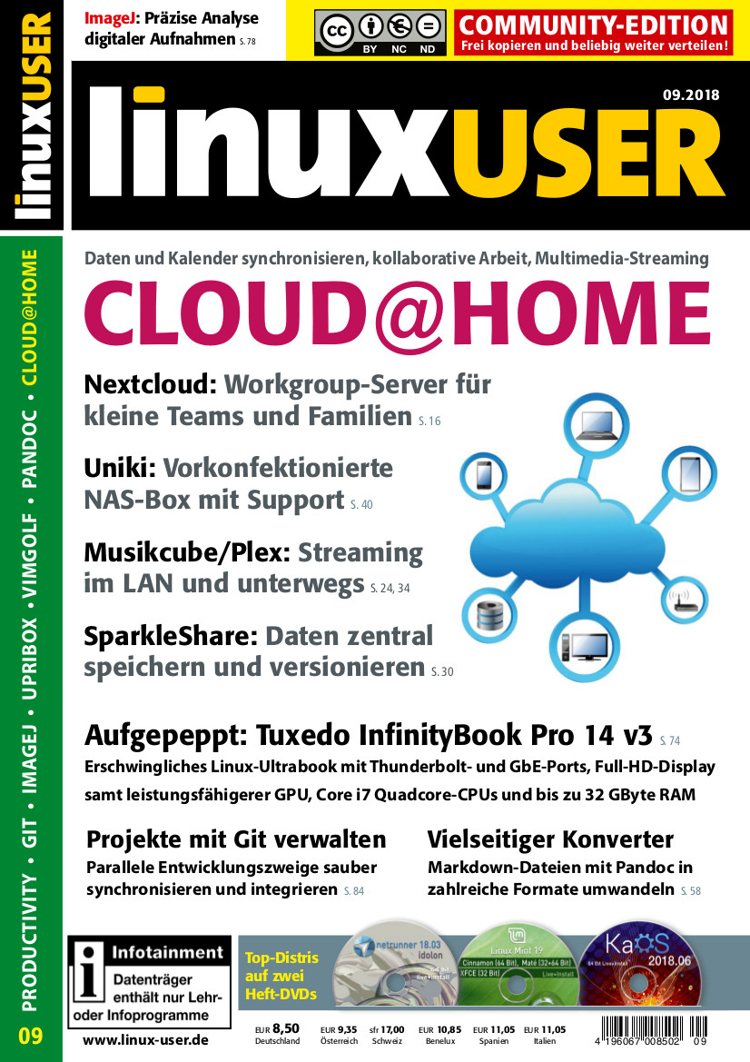 Heftcover LinuxUser Community Edition 09/2018