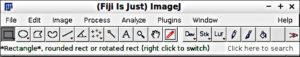 Abbildung 1: Das Programm ImageJ startet mit einer Menüleiste, die aus drei Zeilen besteht.