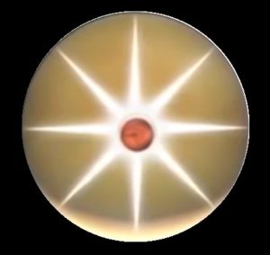 Abbildung 1: Mystisches Weltbild: Als der Saturn unsere Sonne war, befand sich die Venus vor dem Saturn. Der achtstrahlige Stern stammt vom Licht der Venus, der rote Punkt steht f&uuml;r den Planeten Mars.