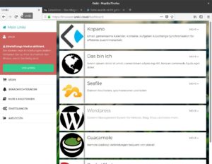 Abbildung 2: &Uuml;ber das Dashboard steuern Sie die Funktionen des Systems, installieren Dienste oder erstellen Backups.