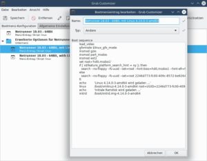 Abbildung 4: Der <span class="ui-element">Grub Customizer</span> bietet die Möglichkeit, den Bootmanager in einer grafischen Oberfläche zu konfigurieren.