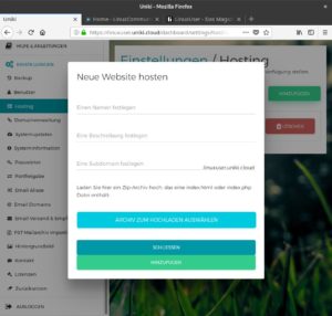 Abbildung 4: Eigene Webseiten lassen sich per Upload-Funktion auf das NAS laden und mit einer eigenen Subdomain ins Netz stellen.