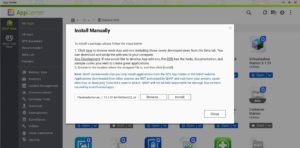 Abbildung 7: QNAP ist bei seinem Plex-Server-Paket selten aktuell. Sie k&ouml;nnen aktuelle Versionen jedoch nach dem Download aus dem Plex-Backend manuell in das QTS einspielen.
